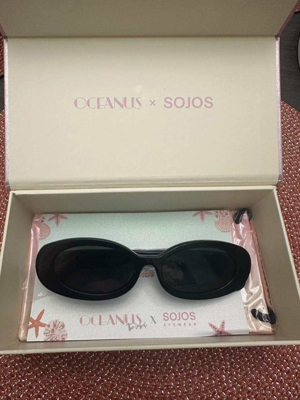 OCEANUS x SOJOS Black Oval Sunglasses